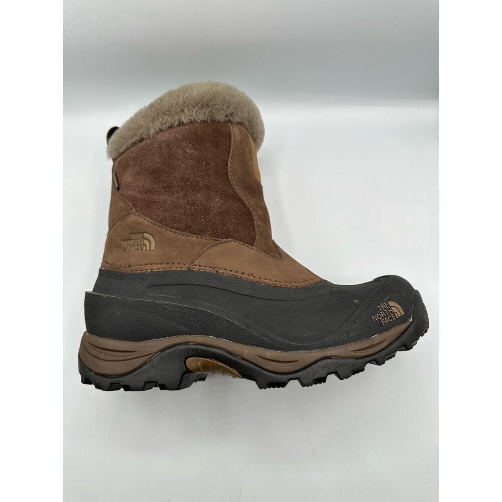 North Face Greenland Brown Zip Waterproof Winter Boots Size 8 Faux Fur Shearling - Picture 10 of 15